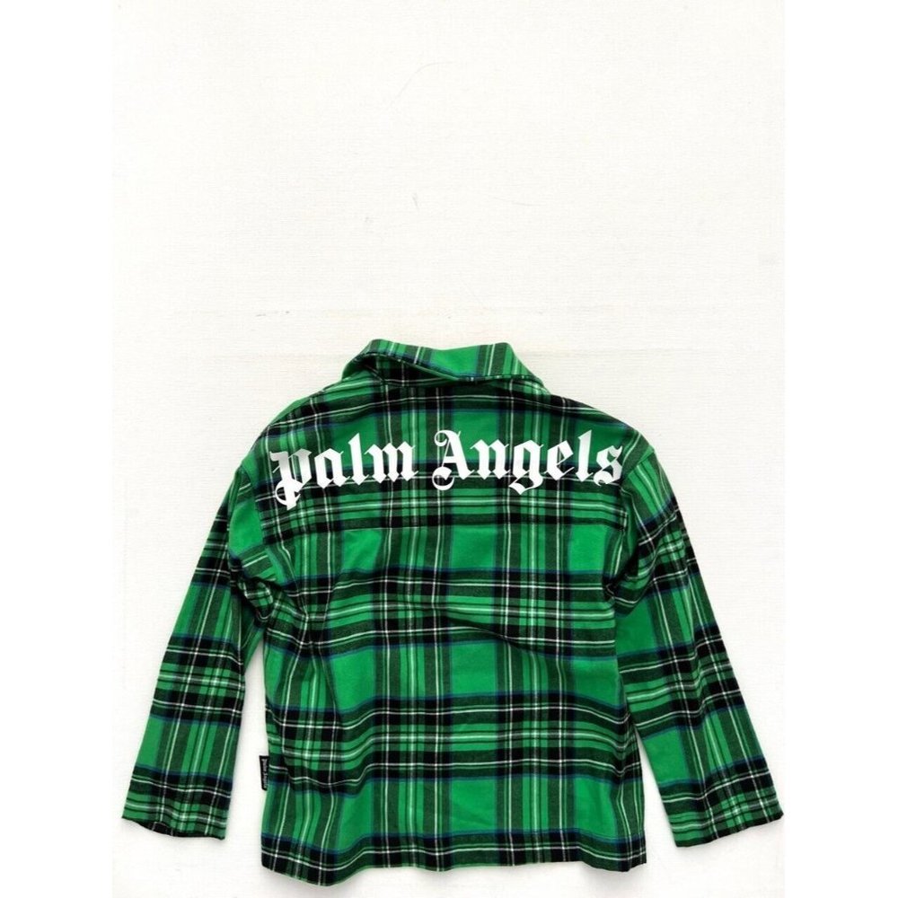 PALM ANGELS KIDS Checked Cotton Pajama Shirt Green  ( 8 )